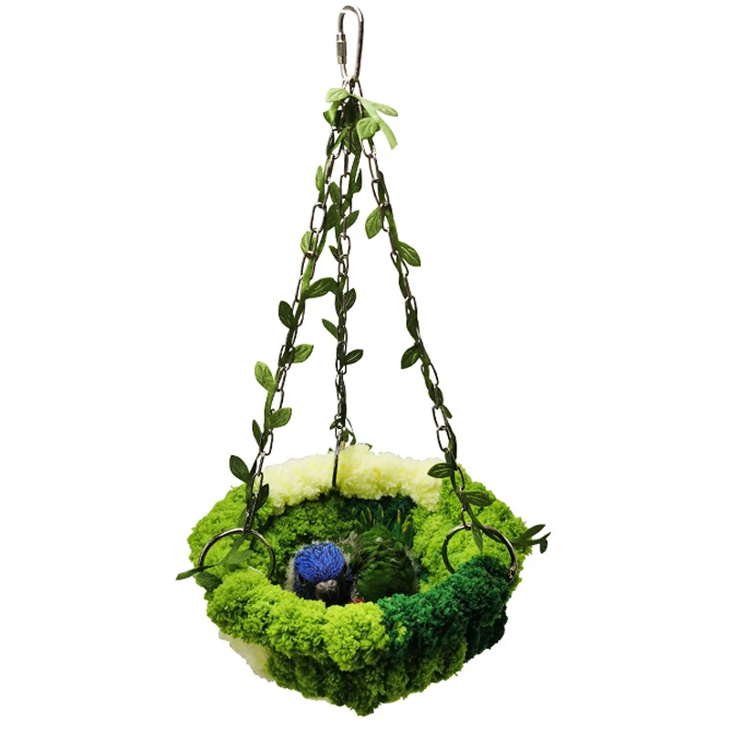 

Hanging Bird Nest House Bed Warm Bird Swing Toys Plush Parrot Hammock Comfortable Parrot Nest Squirrel Cage Birdcage Accessories