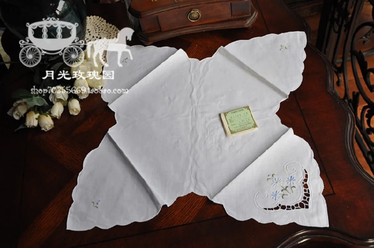 2 قطعة منشفة الخبز القطن الأبيض منشفة مطرزة ملونة #5