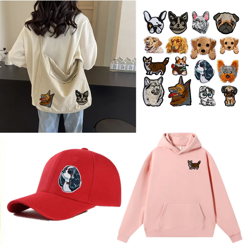 Cute Cartoon Dog Sew/Iron On Embroidered Patches Different Expressions Stickers For DIY Clothing Hat Coats Jeans T-shirt Bags