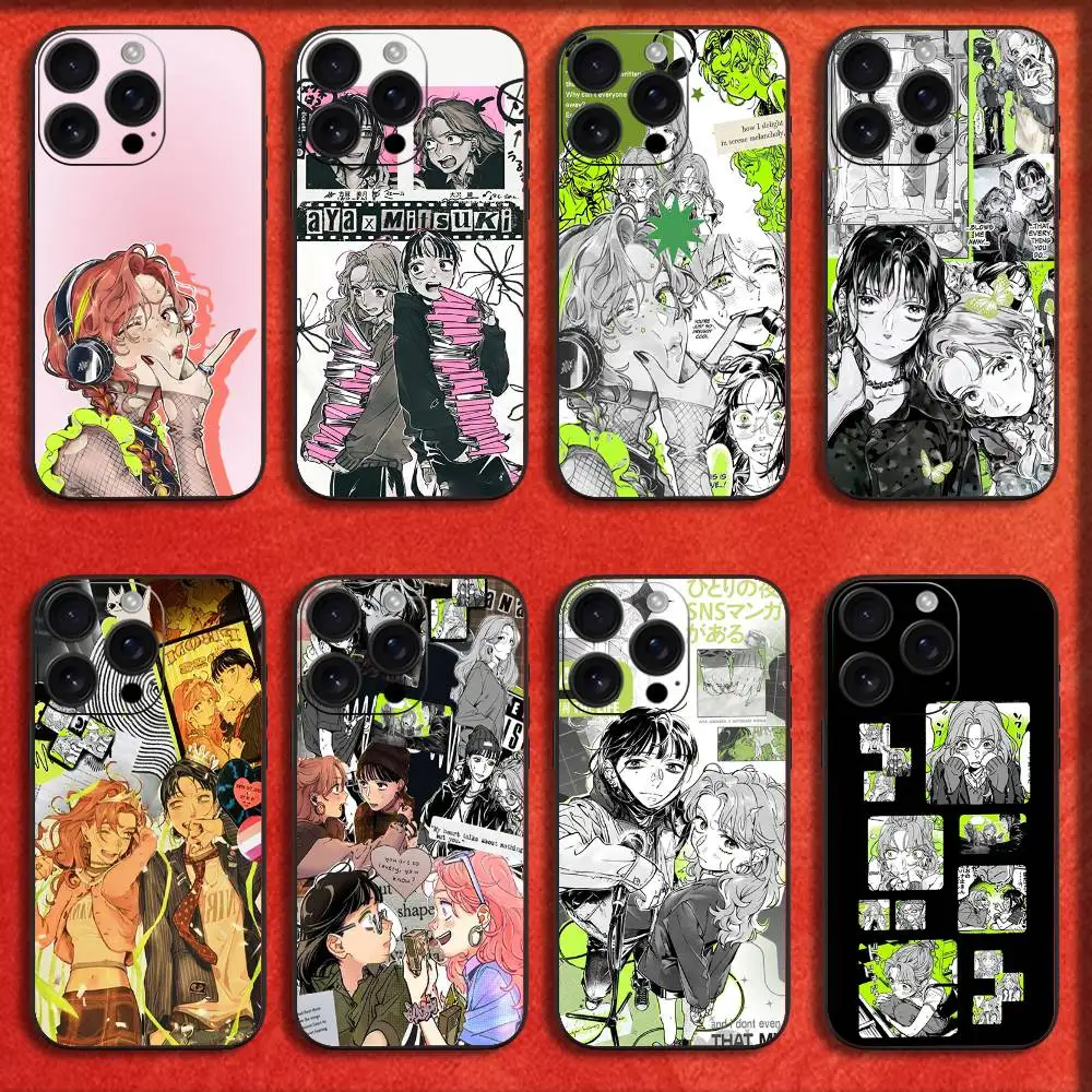 

Phone Case For iPhone 16,15,14,13,12,11,Pro,XS,Max,XR,Plus,E,Mini Black Shockproof Aya Osawa Mitsuki Koga M-MitsuAya Cover