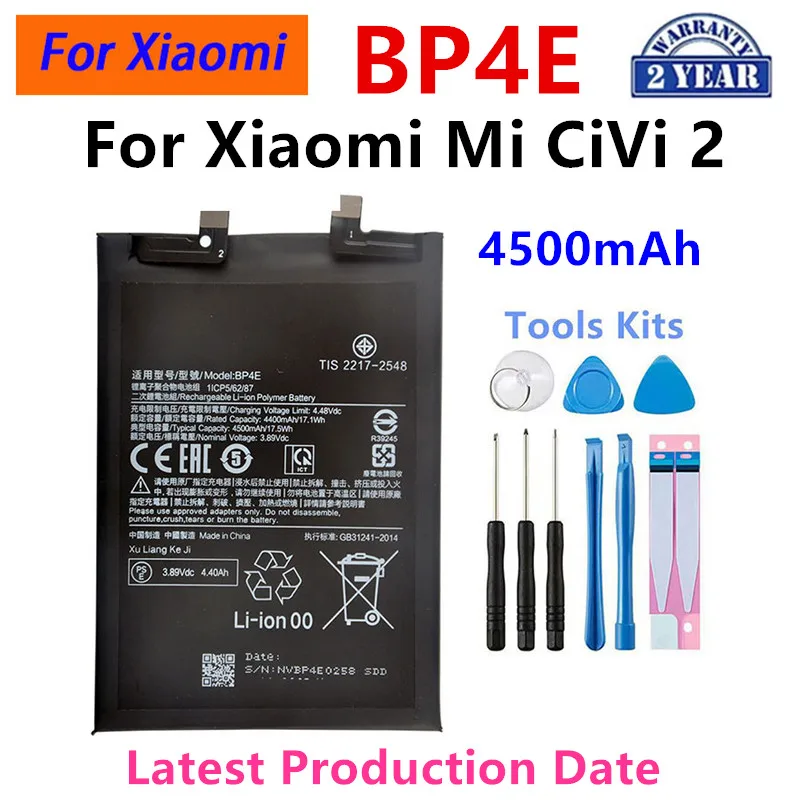 

2024 years Brand New BP4E 4500mAh Battery For Xiaomi Mi CiVi 2 Phone Replacement Batteries+Tools