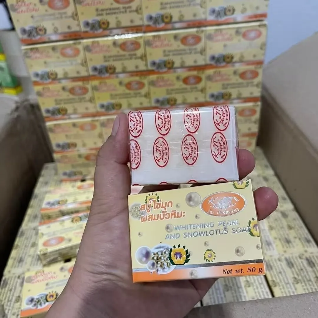 New Thai KIM Pearl Soap 50g, Acne Treatment & Dark Spot Removal, Facial Cleansing Bar
