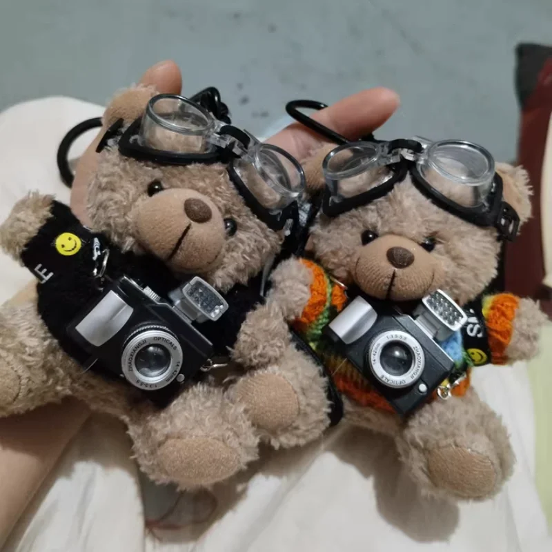 Original Flash Camera Cute Bear Plush Pendant Bag Pendant Doll Keychain Creative Gift