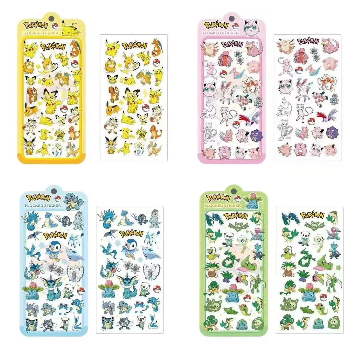 

4Pcs Pokemon Pikachu Squirtle Jigglypuff Three-Dimensional Crystal Relief Stickers Water Cup Notebook Camera Friend Holiday Gift