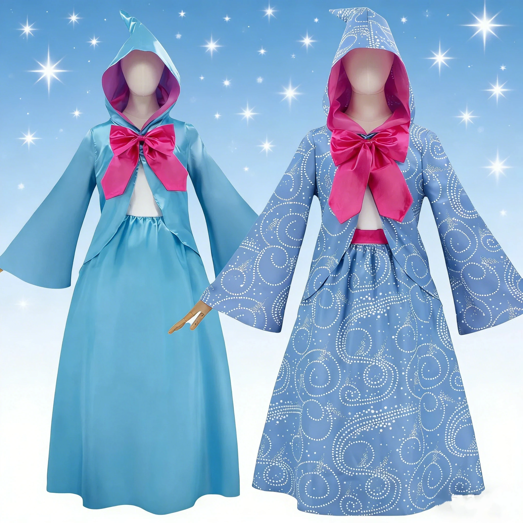 

Halloween Women Clothing Fairy Godmother Robe Luxury Hooded Cloak Dresses Suit Cosplay Carnival Dress Up Party Pattern Costume