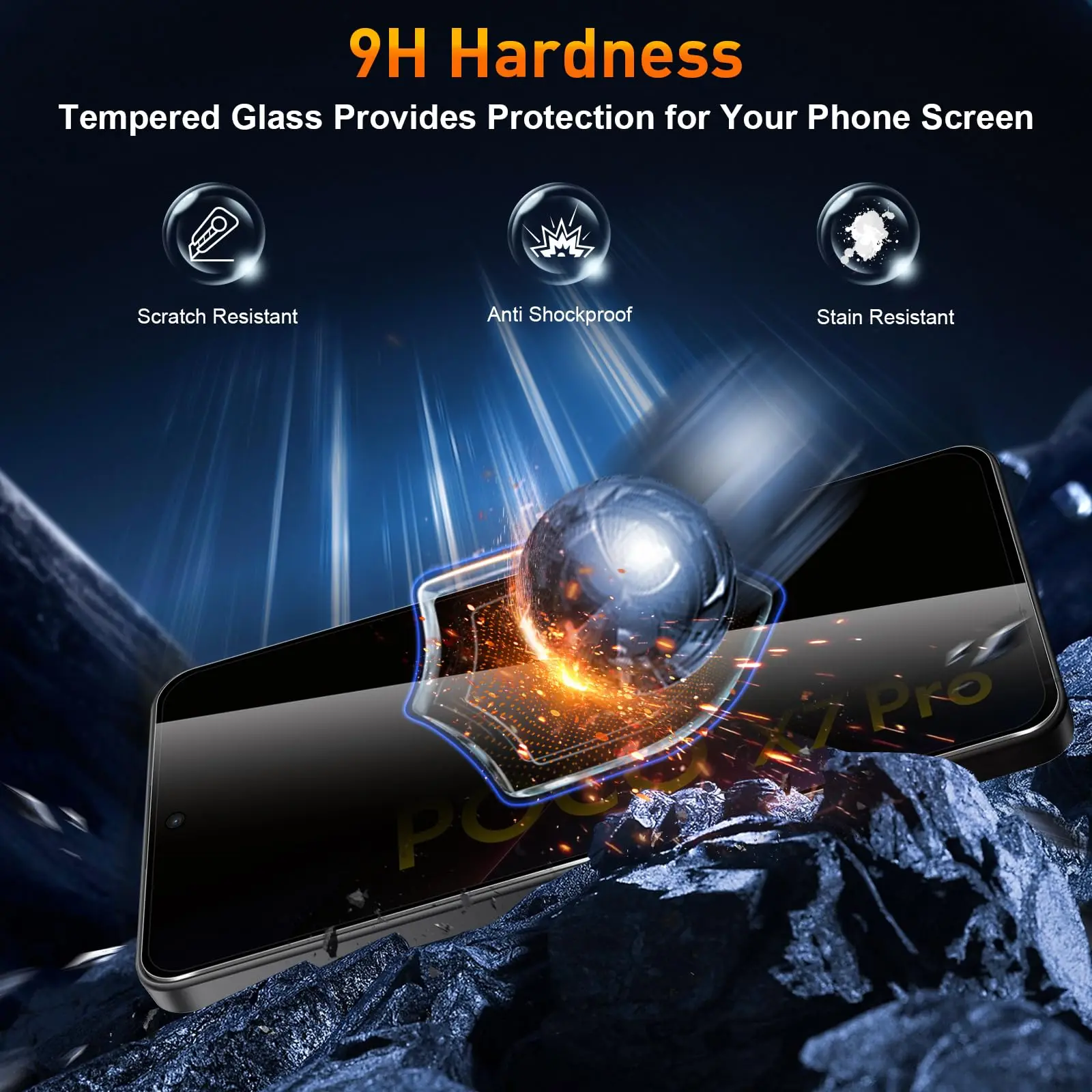 واقي شاشة مضاد للتجسس لهاتف POCO X7 Pro Xiaomi، جراب من الزجاج المقسى للخصوصية Peep Scratch 9H صديق للميكا المصنوعة من الألومنيوم العالي