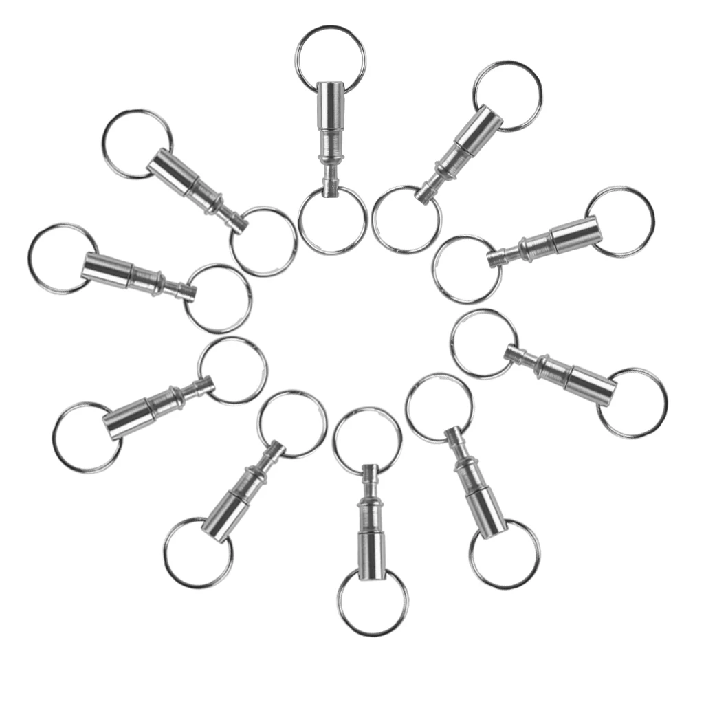 Quick Release Detachable Keychain Double Split Ring Pull Apart Pocket Tool Alloy Key Chain for Key Management Silver 20pcs