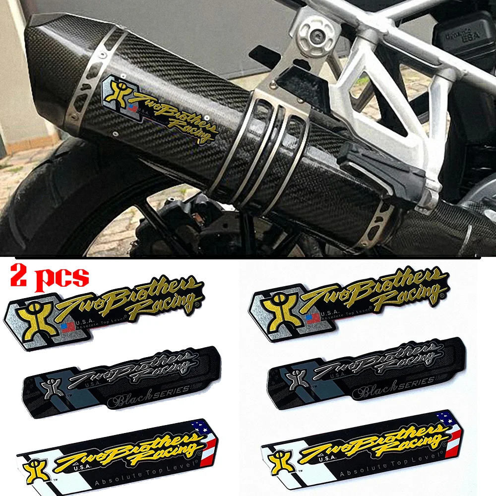 2 PCS For Two Brothers Racing Logo Exhaust Sticker Kawasaki Honda Yamaha Suzuki Motorcycle Accessories DB Killer Escape Cap M R1