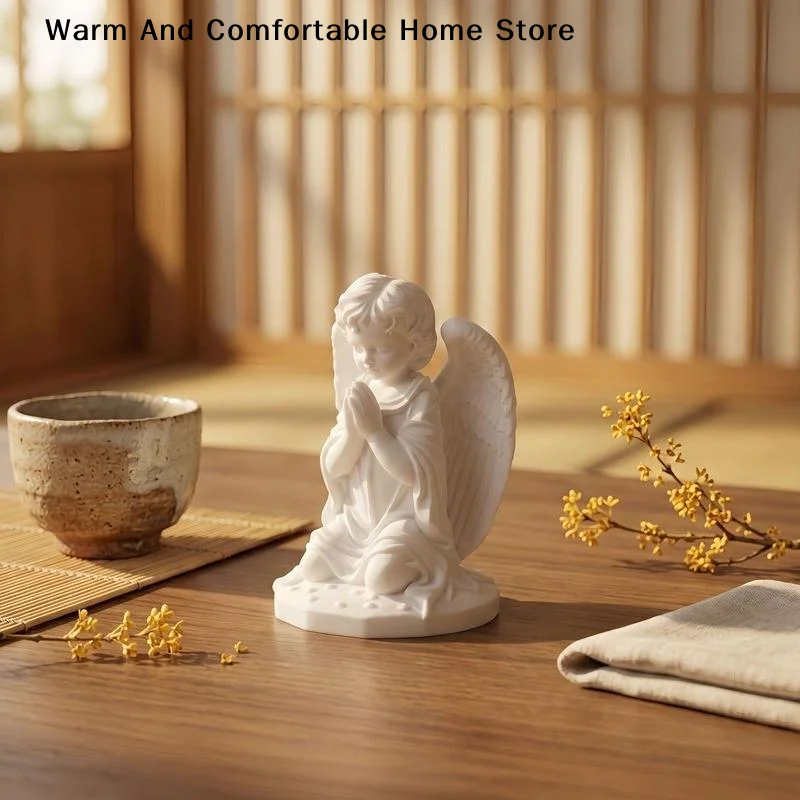 【W】3D Printed Kneeling Angel Figurine Prayer Statue Sculpture Desktop Ornament Decoration
