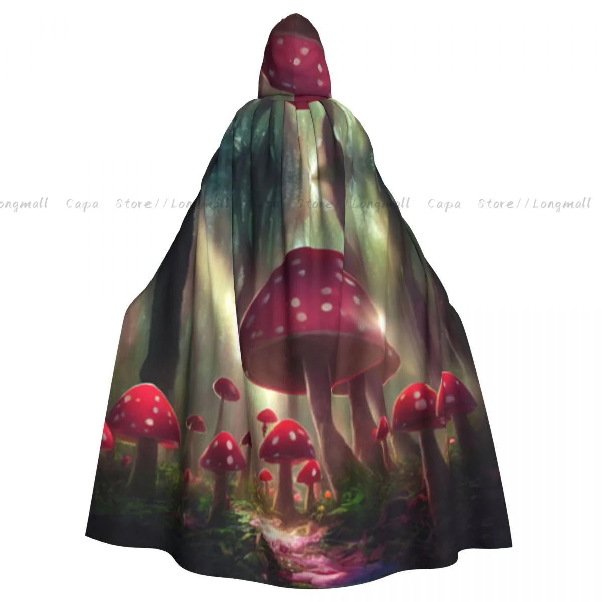 Cosplay Medieval Costumes Magic Mushrooms Growing In Misty Forest Hooded Cloak Capes Long Robes Jackets Coat Carnival