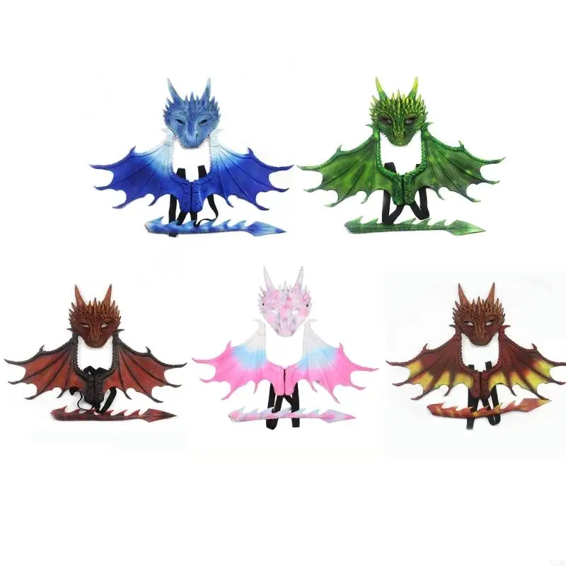 

N58F Dragon Wing Mask Tail Halloween Masquerade Costume for Creative Wing Cosplay