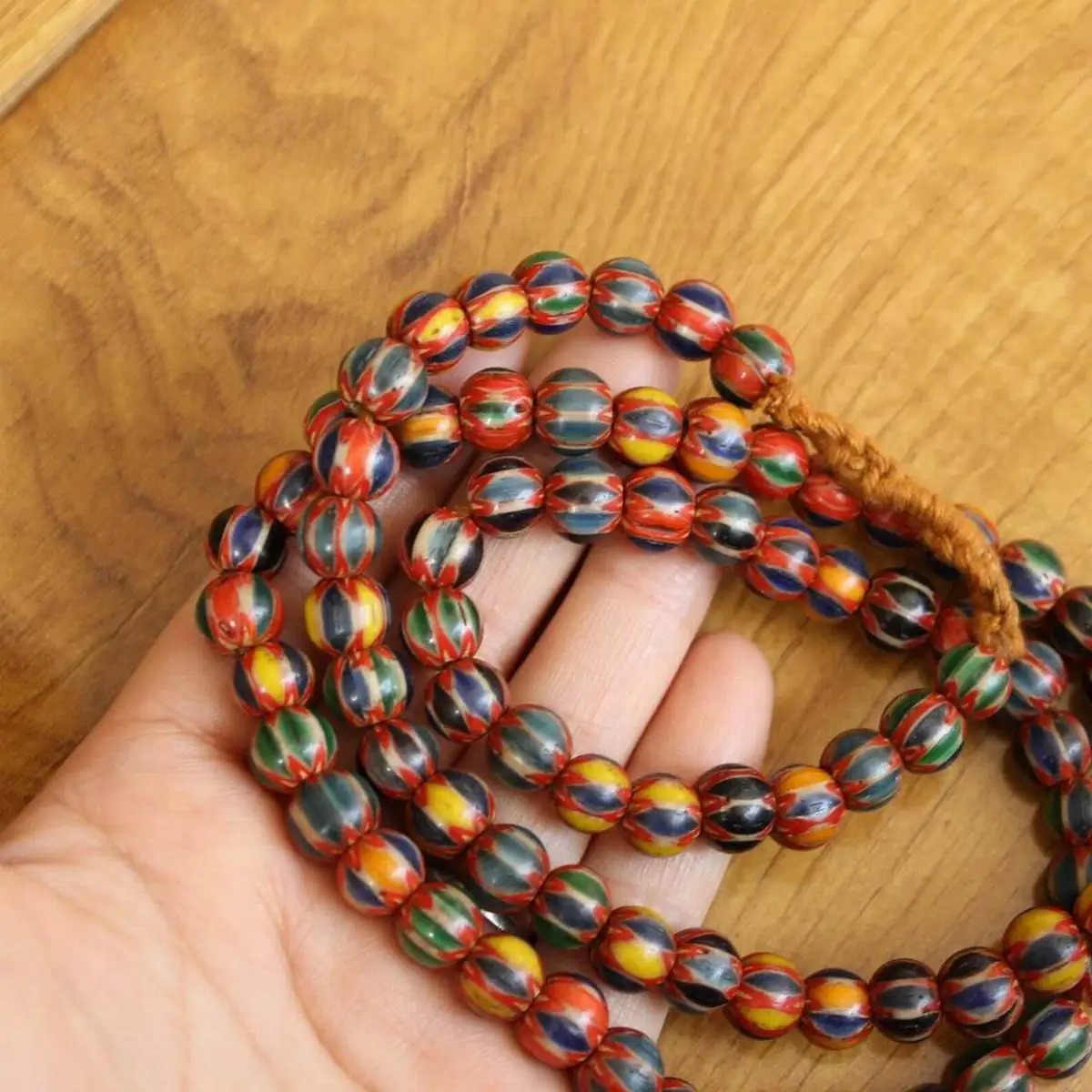 BD261 Nepal Handmade Antiqued Trade Lampwork 10mm Glass Beads Strand Tibetan Colorful Beaded Necklace