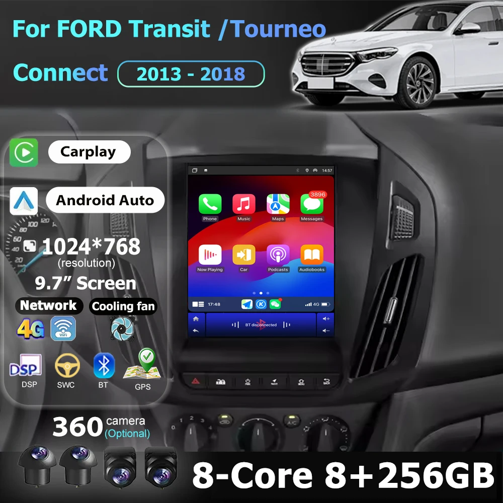 9.7'' Car Radio Multimedia Player GPS Navigation Tools For FORD Transit /Tourneo Connect 2013-2018 Android 16 Auto Carplay WIFI