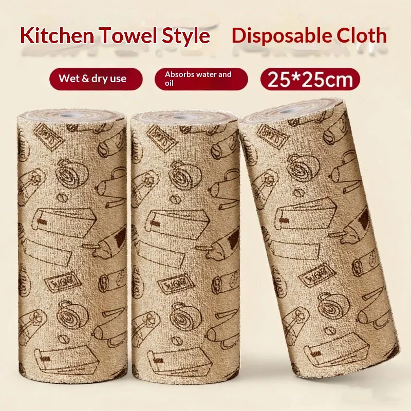 Tear Off Reusable Oil Absorbent Dish Cloth Roll Wet Dry Washable Kitchen Cleaning Towels for Stove Cooktop Grease Household Use