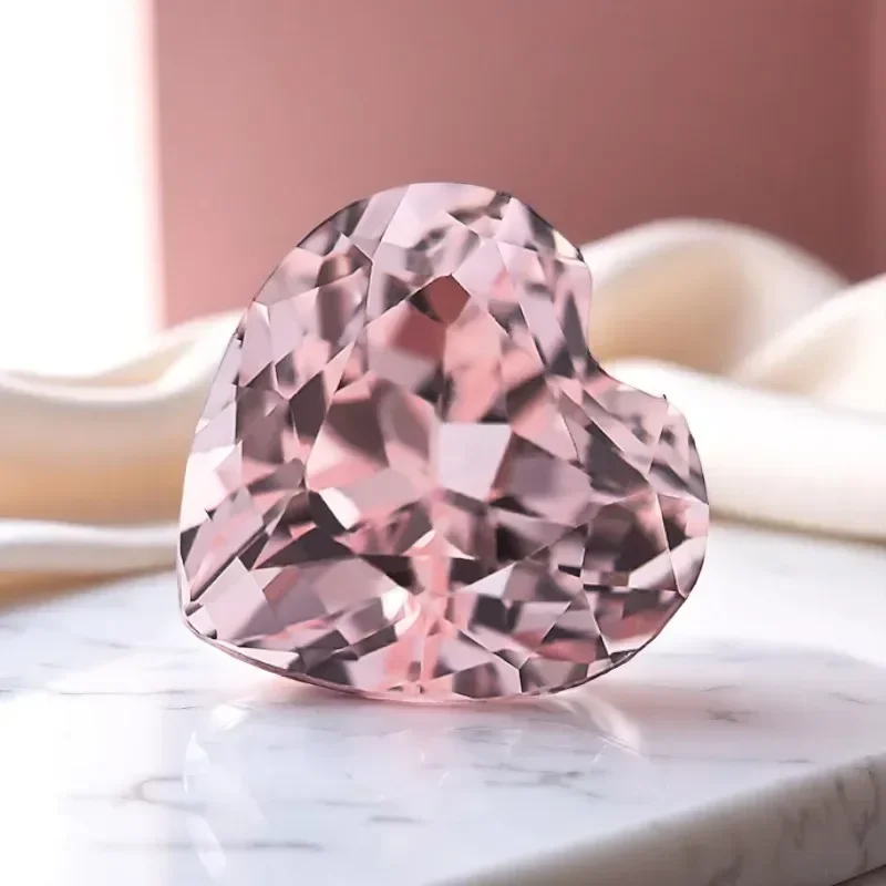 

L-Lab Grown Sapphire Heart Cut Morgan Pink VVS1 Charms Gemstone for DIY Jewelry Making Materials Selectable AGL Certificate