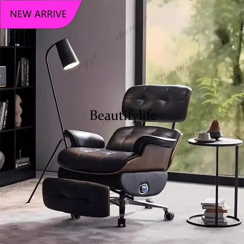 

M132 Smart Electric Genuine Leather Executive Office Chair - Vintage Style Reclining Massage Swivel Chair Home Study Furniture