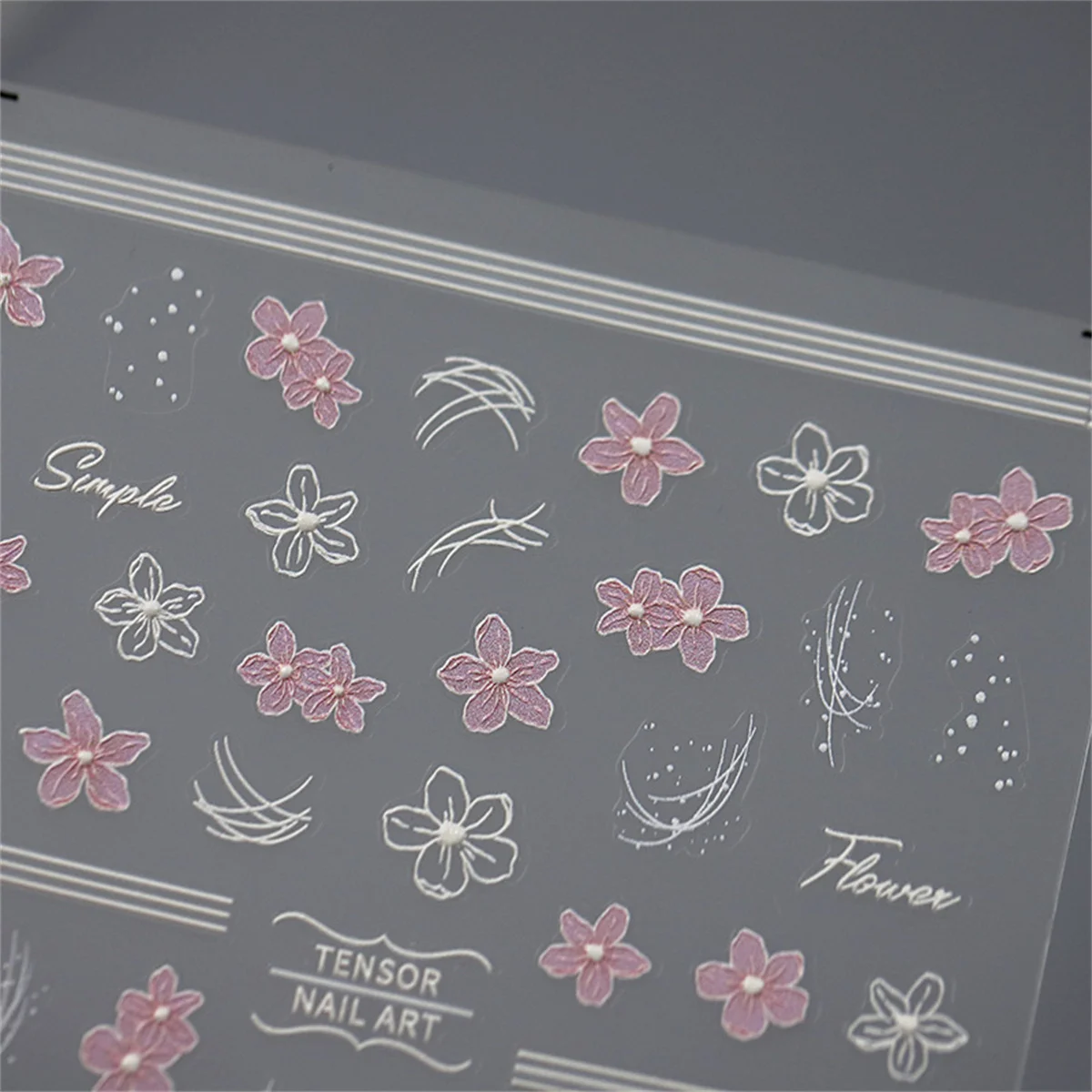 Autocollants 5D en Relief pour Nail Art, Décalcomanies de Manucure, Rose, Blanc, Adhésif, Décorations, Estampage à Chaud, 1 Pièce