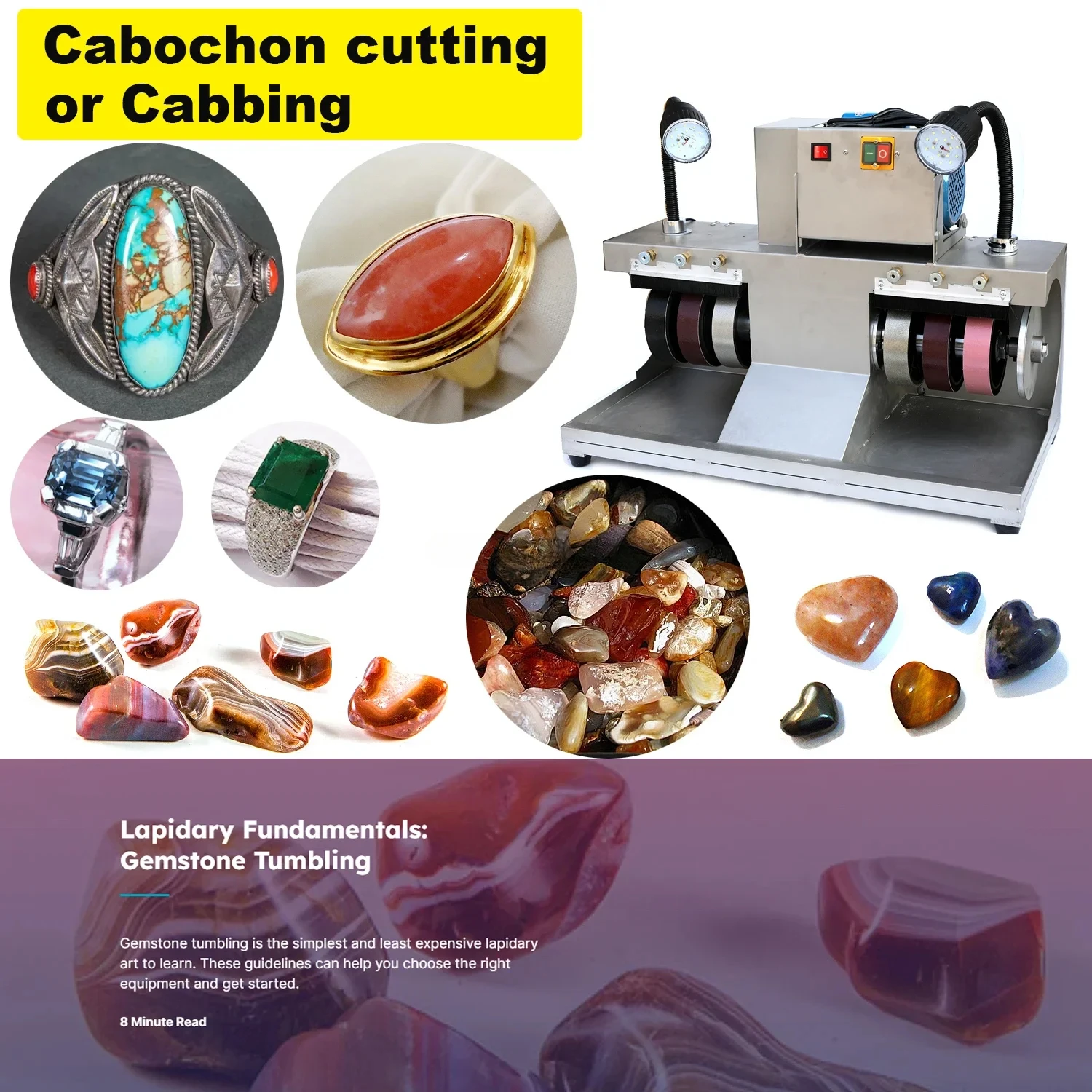 2024 NEW Arrivals 6 Inch Lapidary Machine Lapidary Cabochon Polishing Machine Cabbing Gemstone Shaping Machine