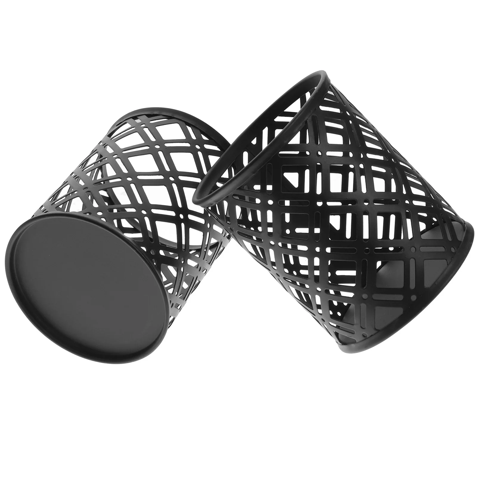 

2Pcs Pen Holder for Desk Modern Metal Cup with Hollow Pattern Non-Slip Bottom Sturdy Crack-Resistant Pencil Holder for Office