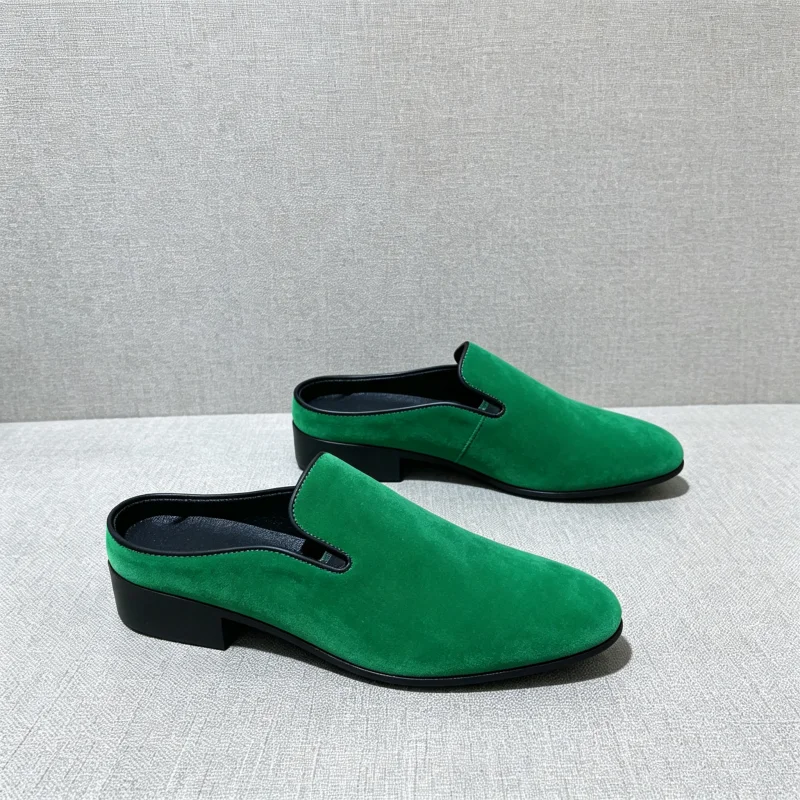 Big Size 40-50 Mules Men’s Slip-On Business Casual Dress Leather Half Shoes – Formal Work Open-back Loafers Slippers for Office