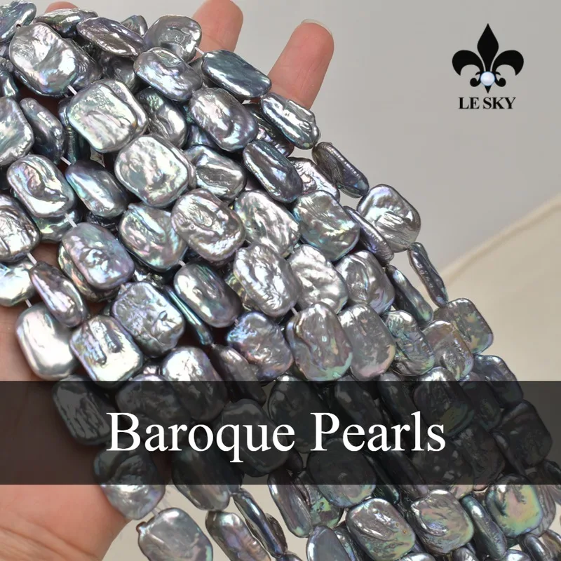 

Gray Baroque Pearl Beads Square Shape Natural Pearl Loose Spacer Beaded for Making DIY Jewelry Necklace Bracelet Earrings