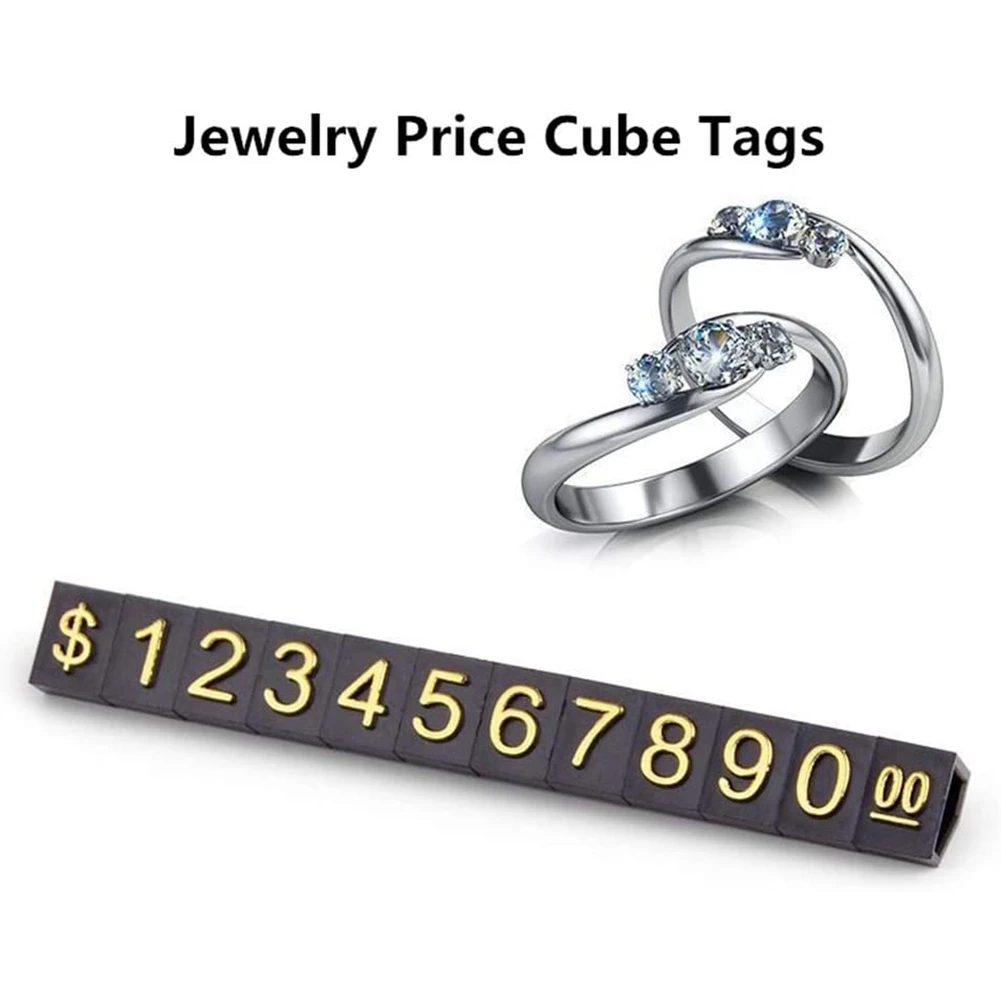 BHBL 20 Sets Price Display Square Adjustable Price Tag for Price Display Counter Stand Number Letter Dollar Price Block Kit M