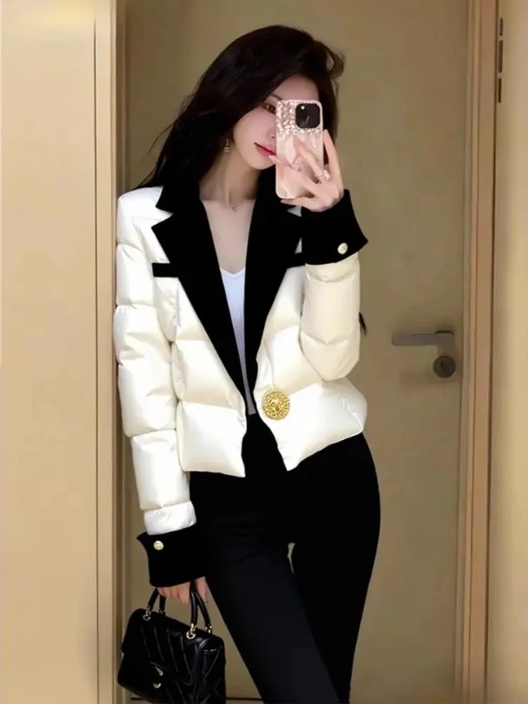 

Sli ort Thiened Winter Cotton Jaet Women's Padded Coat Warm Fluffy Outerwear Korean Sle Loose Fit Commute Faion