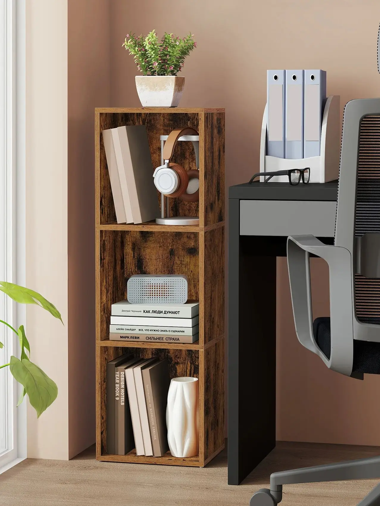 VASAGLE CUSTOS Collection – Bookshelf, 3-Tier Cube Bookcase, Storage Shelving Unit, Display Shelf, Open Compartments