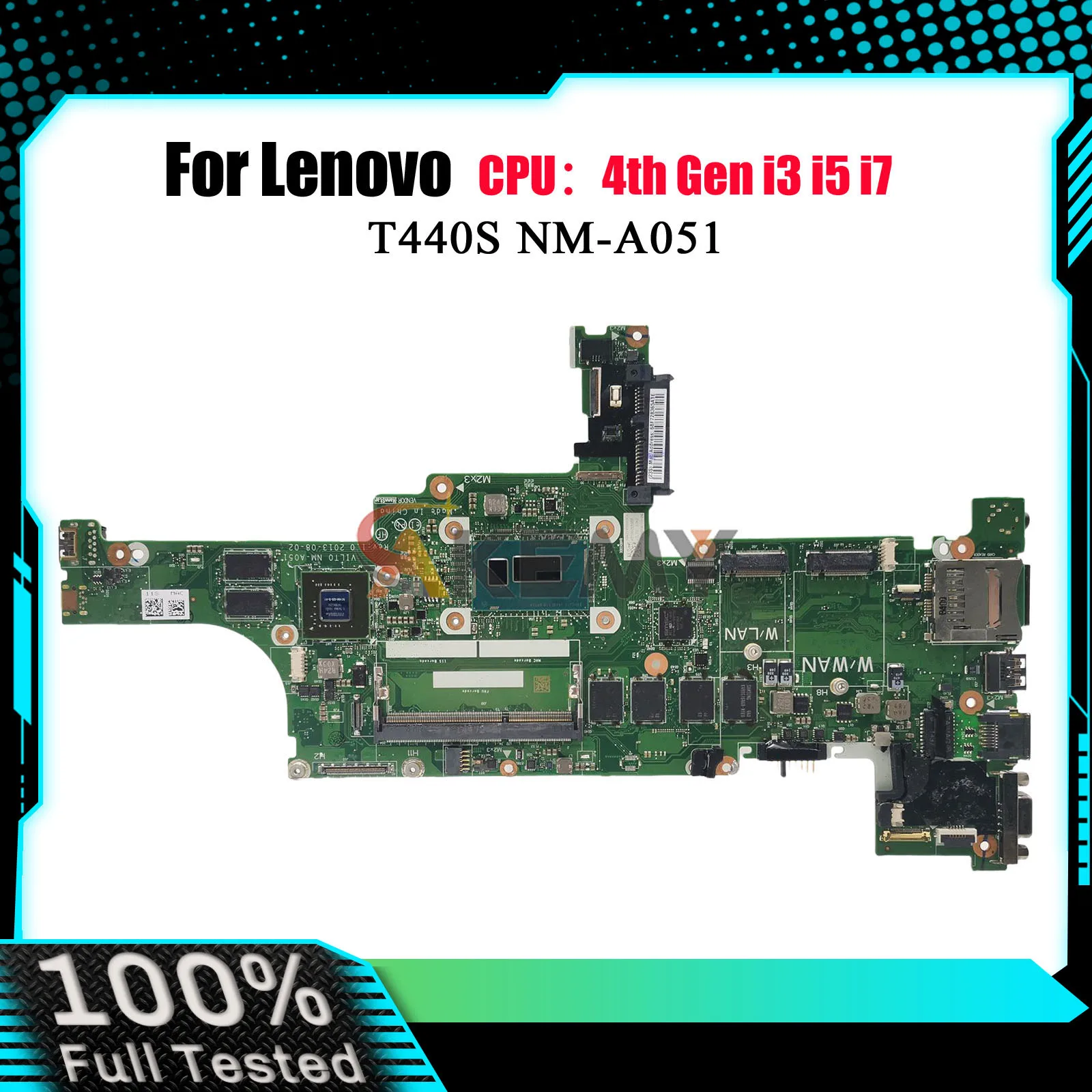 

Laptop Motherboard NM-A051 For Lenovo T440S with i5 i7 4th Gen N14M-GS-S-A1 GPU 100% Fully Tested