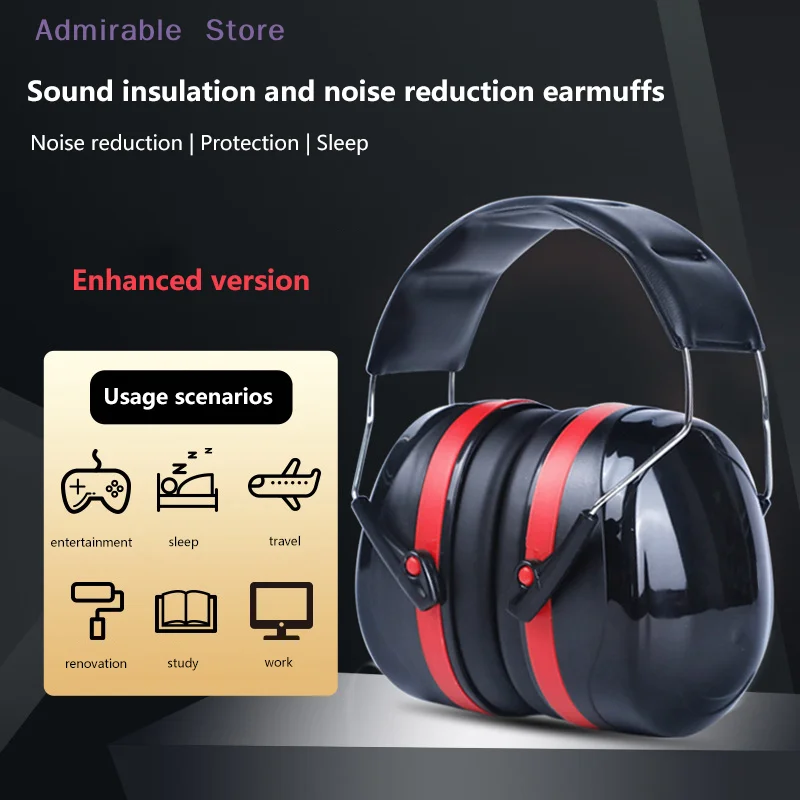 [W]Study Sleeping Work Hearing Safe Protection Foldable Anti-Noise Head Earmuffs Ear Protector SNR-34dB For Kids/Adults