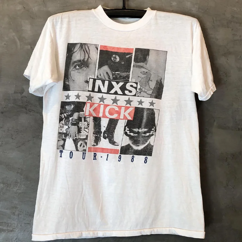 

Kick - INXS New Wave Rock Band European and American High Street Vintage Vintage Short Sleeve Y2K Men's and Women's T-Shirt Tide