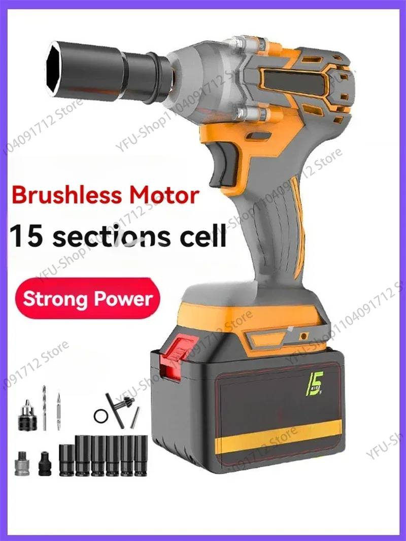 Brushless Electric Impact Wrench 980N.m Portable Cordless  Charging Car Repair Power Tools