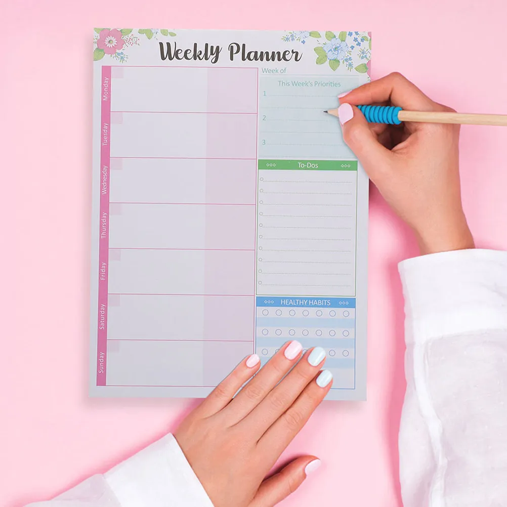 

Блокнот для еженедельного планирования, 2 шт., из надежного материала, ежедневный планировщик задач для работы, школы, дома, офиса, органайзер расписания, блокнот для заметок