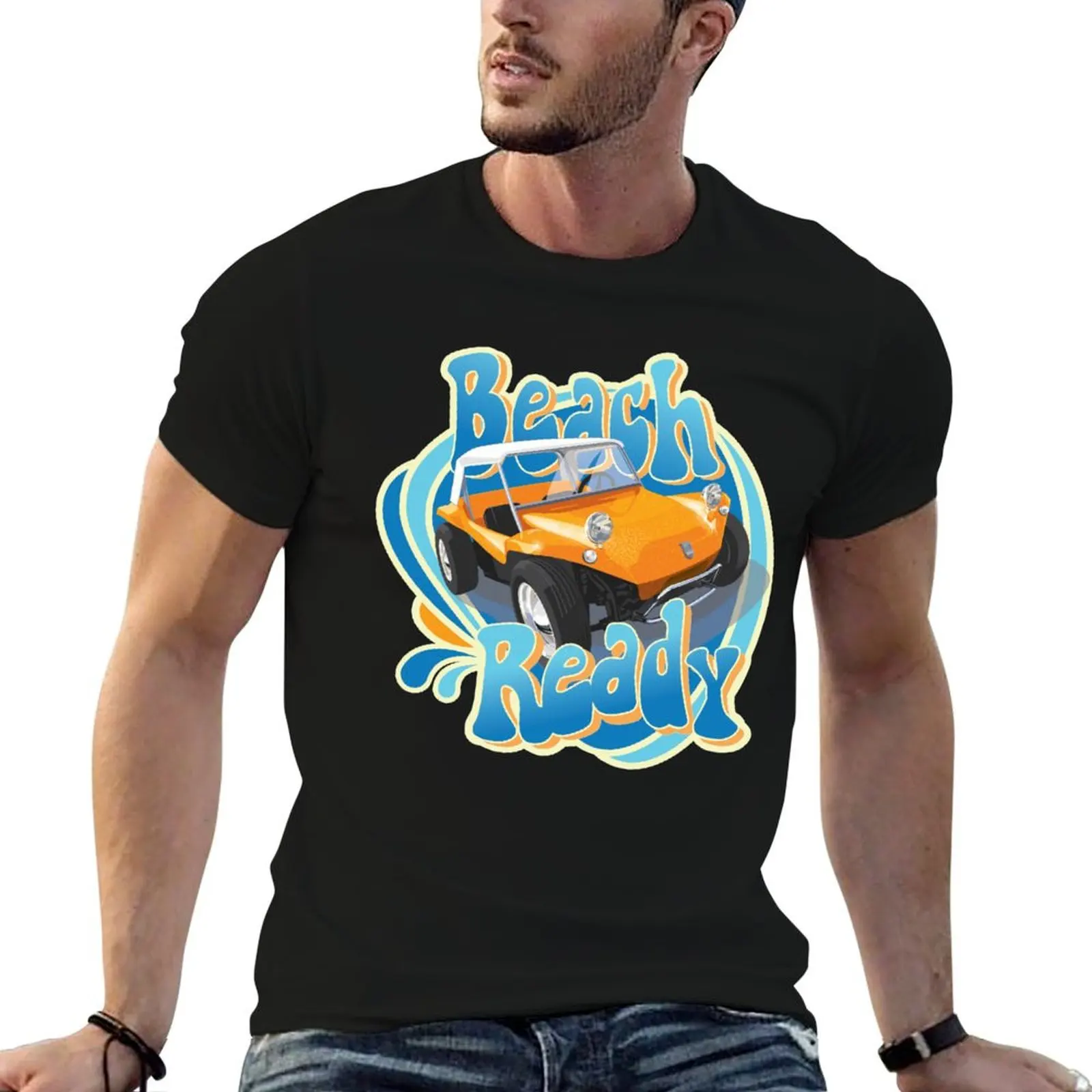 Beach ready buggy in orange T-Shirt Minimalist Graphic Tee Shirt