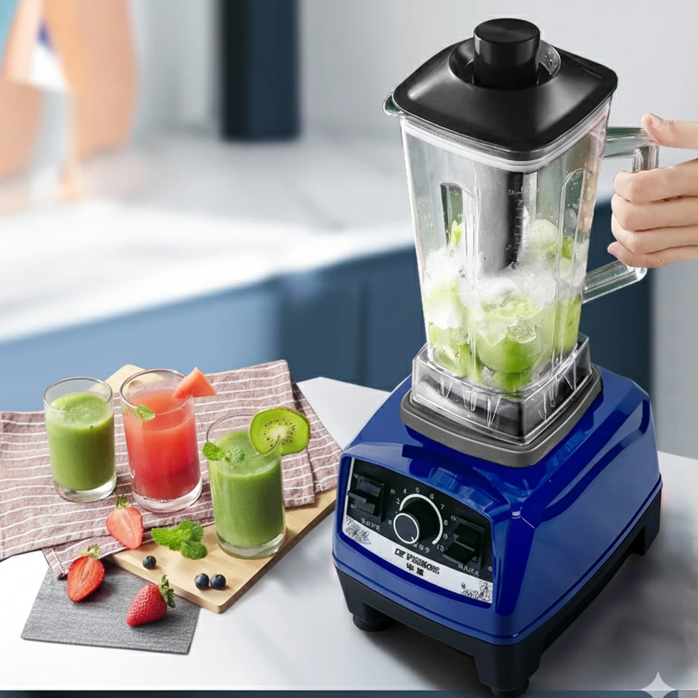 Commercial High-Capacity Blender, Ice Crusher, Shaved Ice Machine, Multi-Functional Household Juicer and Mixer