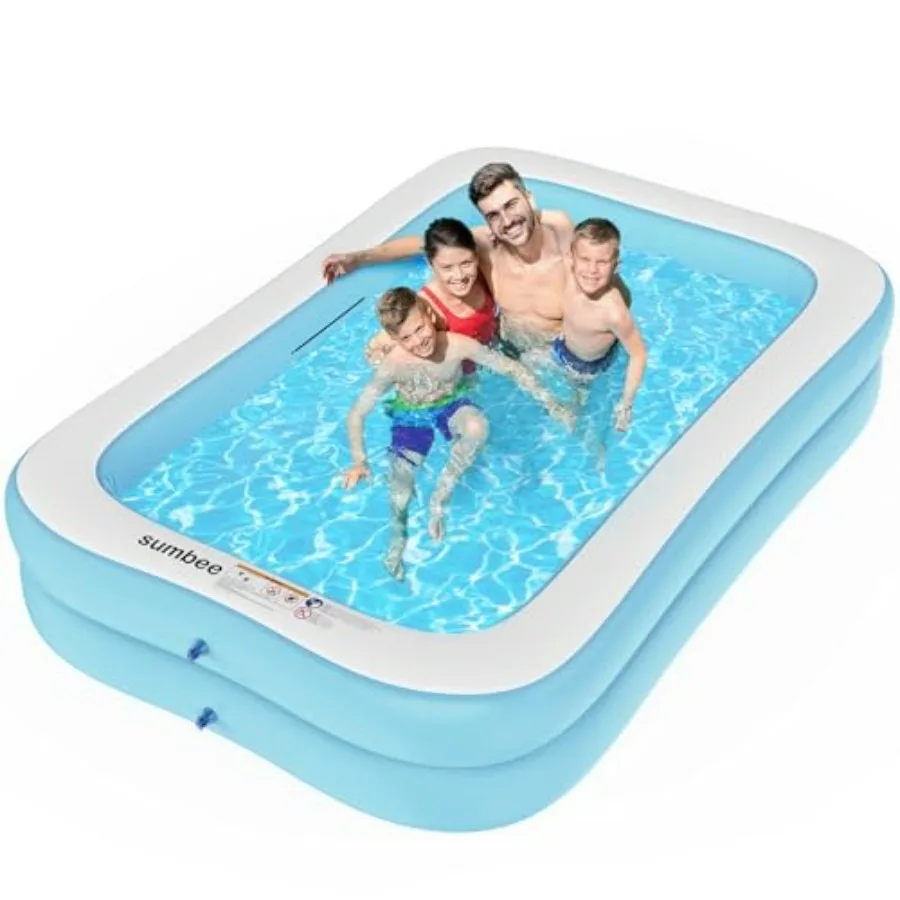 

Backyard outdoor inflatable kiddie pool for ages 4-12, PVC light blue rectangle, 103 x 69 x 20, durable and easy-setup family s