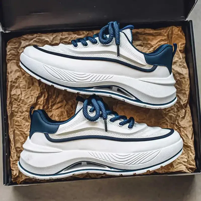 

Synthetic Leather Thick Heeled White Shose Mens Vulcanize Novelty Sports Shoes Men'S Sneakers Industrial Sewing
