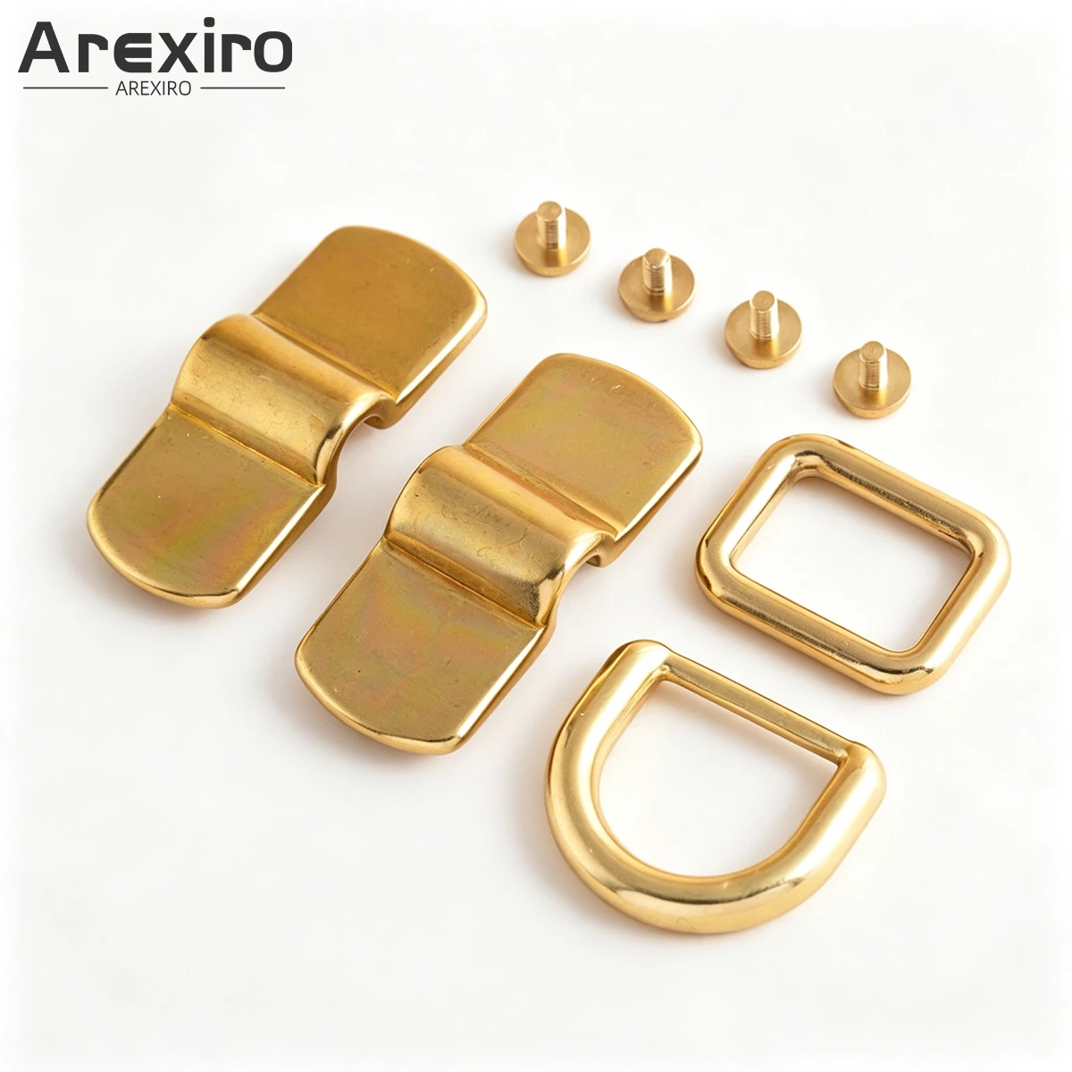 Brass Arch Bridge Side Clip Buckle With Screws, D‑Ring Square Hook For Handbag Handle Handmade Leather Craft DIY Hardware