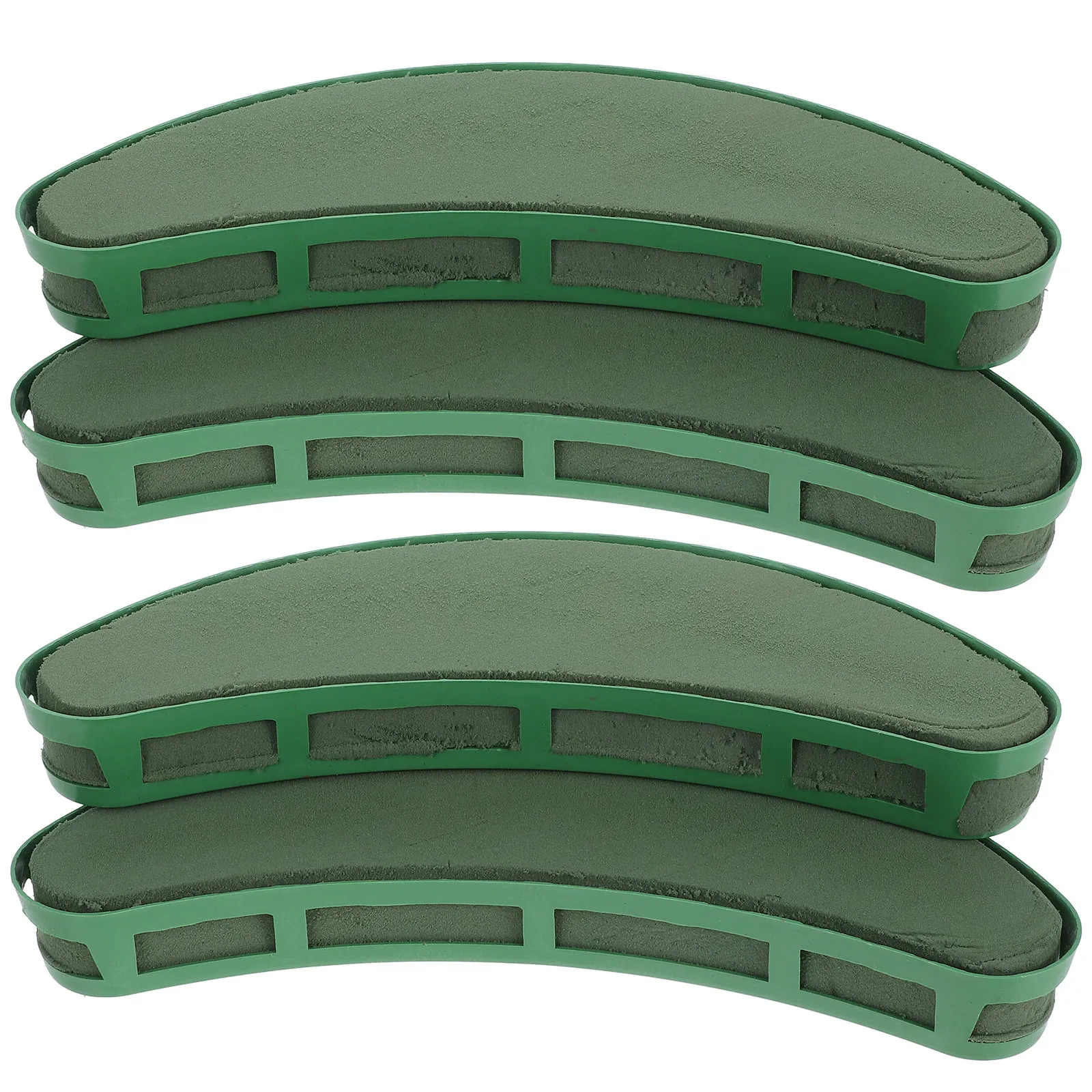 2 Pares de Base de Espuma Floral en Forma de Media Luna Verde para Centros de Mesa de Boda, Bloque Húmedo/Seco para Ramos y Arreglos Florales Artificiales/Frescos