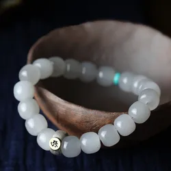Real Rare Natural Purple Hetian Jade Bead Bangle Lucky Amulets Jade Bracelets 925 Silver Natural Turquoise Jewelry Accessories