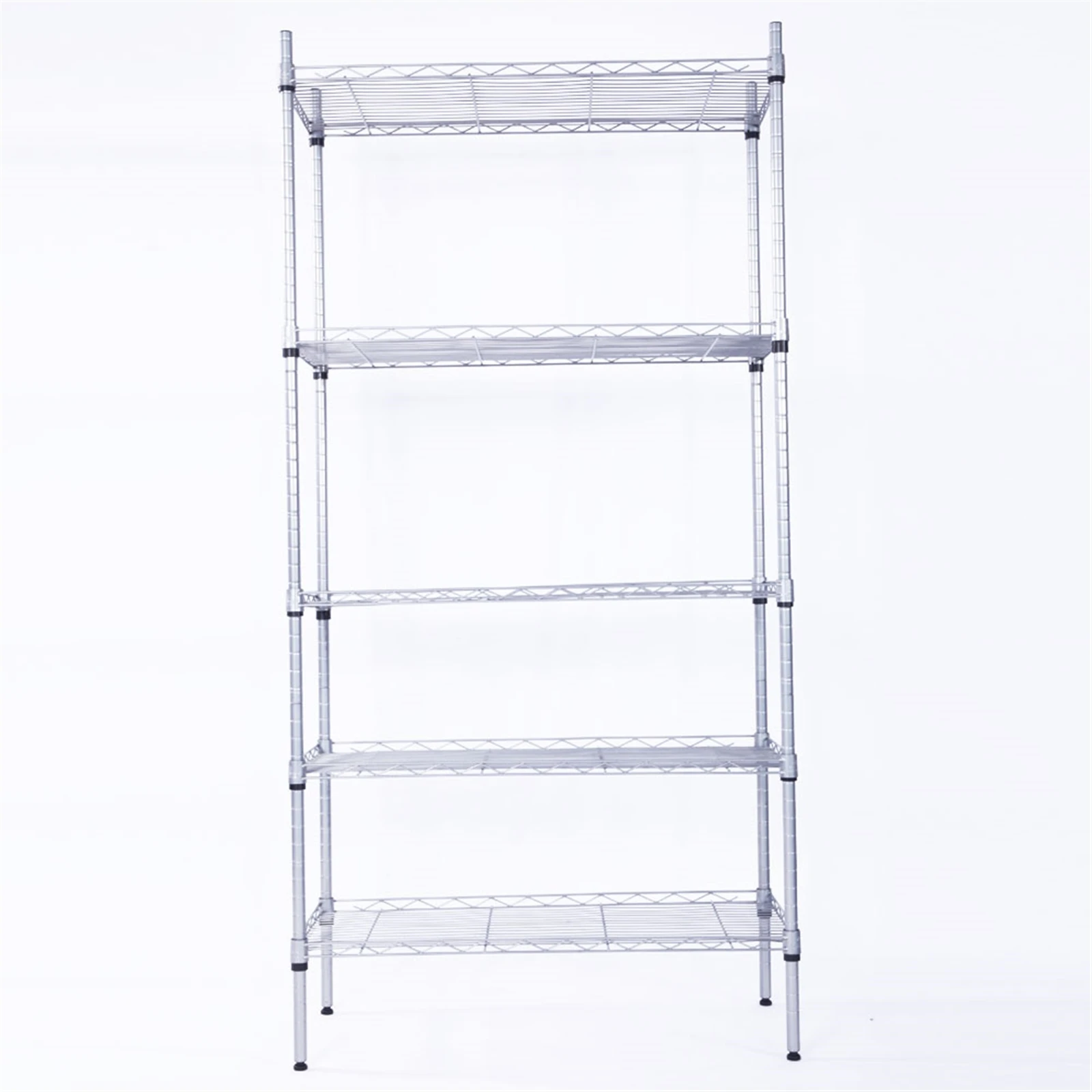 XM-304B Rectangle Carbon Steel Metal Assembly 5-Shelf Storage Rack Silver Gray