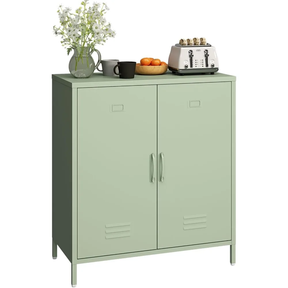 

Buffet Sideboard Cabinet with 2 Door, Metal Storage Cabinet Steel Console Table for Home Office, Kitchen, Entryway