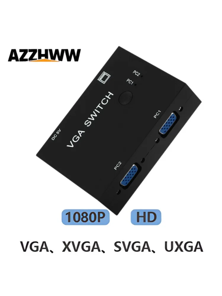 Commutateur VGA 2 en 1 sortie boîtier de commutation VGA 2 PC à 1 moniteur prise en charge VGA/XVGA/SVGA/UXGA/écran multi-sync adaptateur VGA pour ordinateur portable