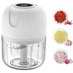 Electric Garlic Grinder, Mini Portable Veggie Chopper, Wireless Small Food Chopper Tool for Vegetable, Ginger, Chili, Meat