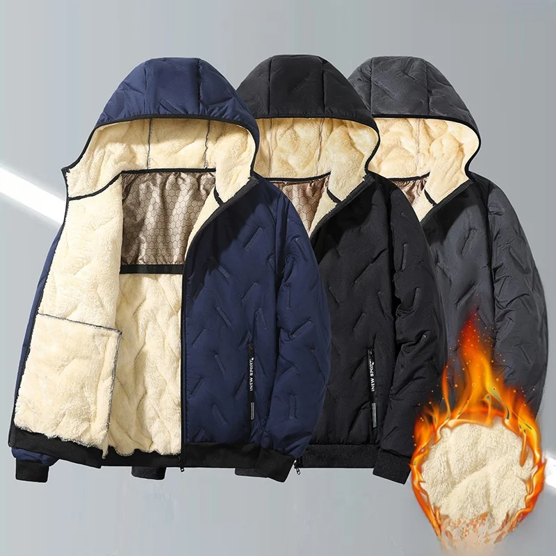 

Men's Hooded aphene Fce Lined Cotton Jaet Ultra Sonic Cotton Coat Warm Winter Outerwear Faion Urban Sle Thiened ...