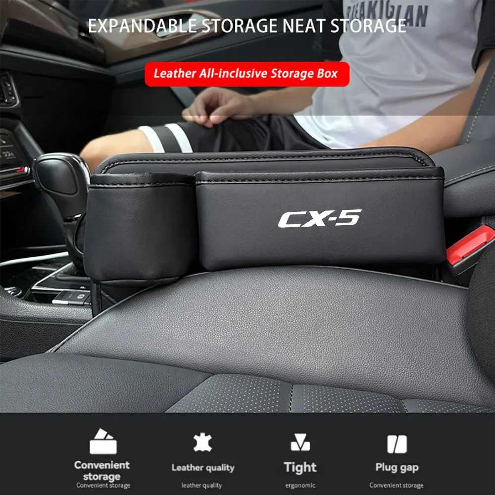 

Leather Car Seat Gap Organizer Crevice Side Storage Box Filler Side Storage Pocket With Cup Holder For Mazda CX-5 Car