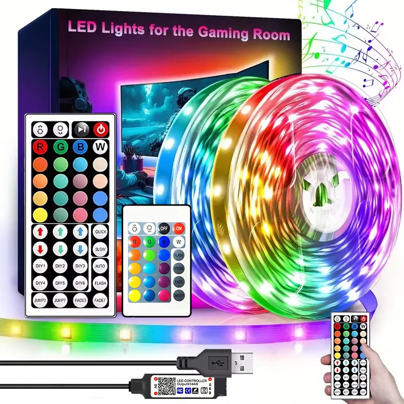 Conception flexible de bande LED RVB 5 m 10 m 20 m 30 m 40 m, avec télécommande et éclairage RVB couleur utilisé pour le lit familial rétro-éclairé TV