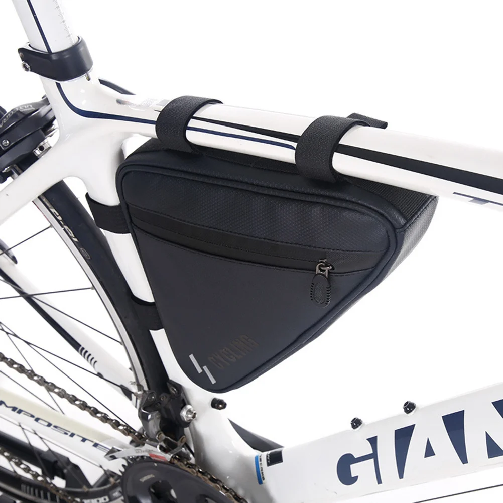 

1Pcs Waterproof Triangle Bike Front Beam Bag 7 Inch Quick Release Reflective Design Phone Holder Cycling Bag Black