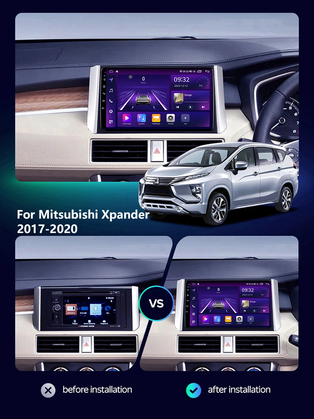 Car Multimedia Player For Mitsubishi Xpander 2017-2020 Android GPS Navigation Carplay Auto Stereo Radio Stereo DSP 2Din WIFI
