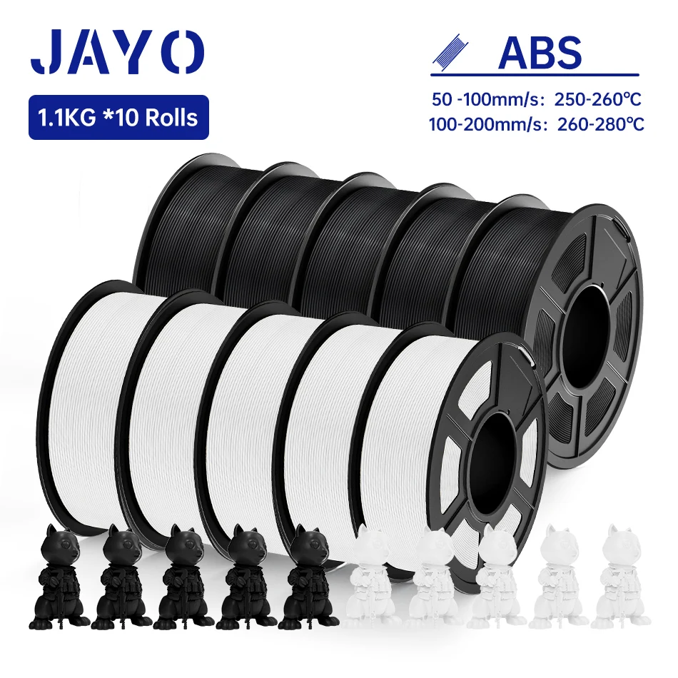 JAYO ABS Filament 1.75mm 1KG/Roll Plastic ABS 3D Printer Filament High Toughness 3D Printer Filament 1/2/3/5/10Rolls/set